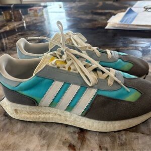 Adidas Teal White Gray Retro Sneakers 13